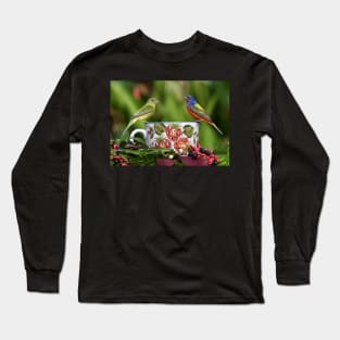 Painted Bunting Birds Long Sleeve T-Shirt